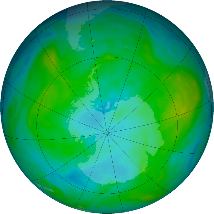Antarctic ozone map for 23 January 1985